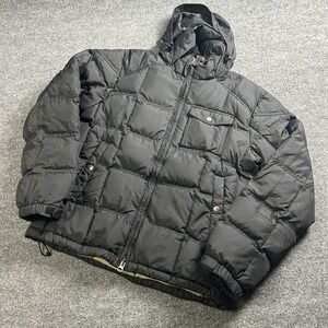J.Crew Expedition Down Jacket Mens Medium Black Hooded Puffer Outdoor Winter